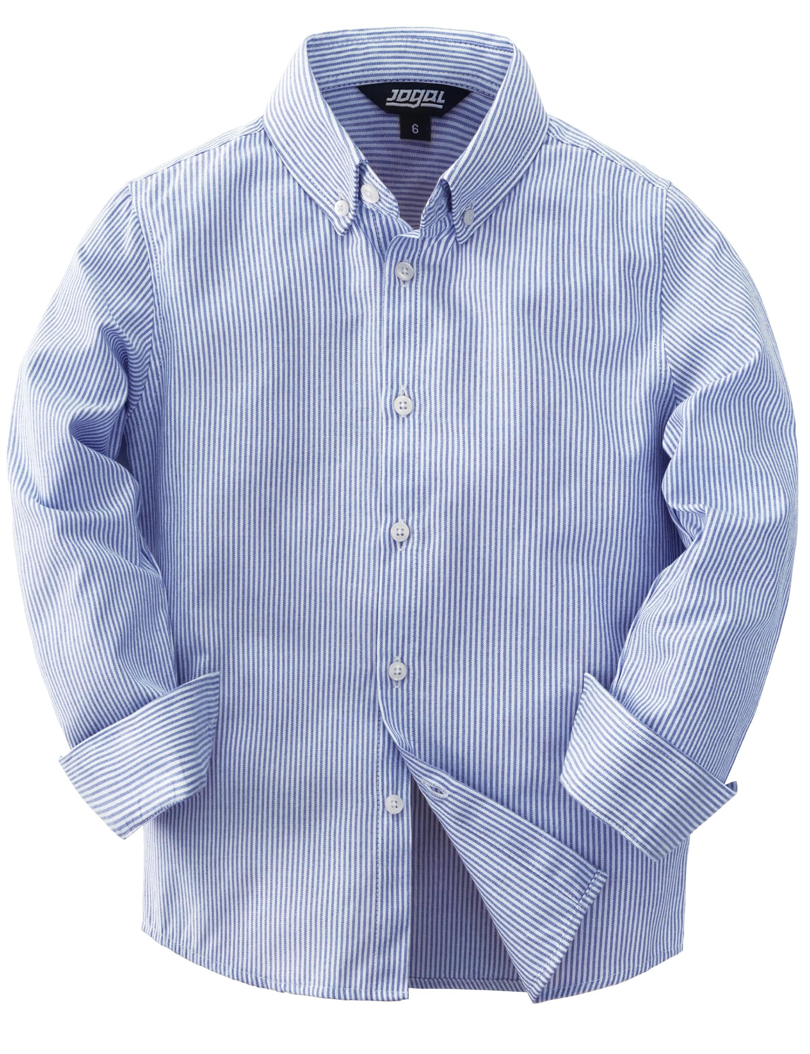 JOGAL Jungen Langarm Oxford Hemden Regular Fit Freizeithemd Kinder Gestreiftes Hemd für 6-14 Jahre