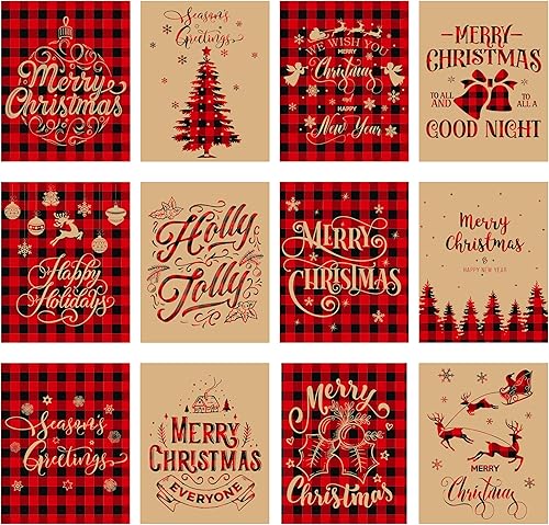 120 calcomanías de Navidad para botellas de vino a cuadros de Año Nuevo, 12 diseños negros y rojos, calcomanías autoadhesivas para botellas,