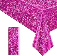 Vista 42 de 2 piezas de mantel holográfico negro con láser, mantel espacial de galaxia, mantel de 40 * 108 pulgadas con estrellas brillantes, mantel