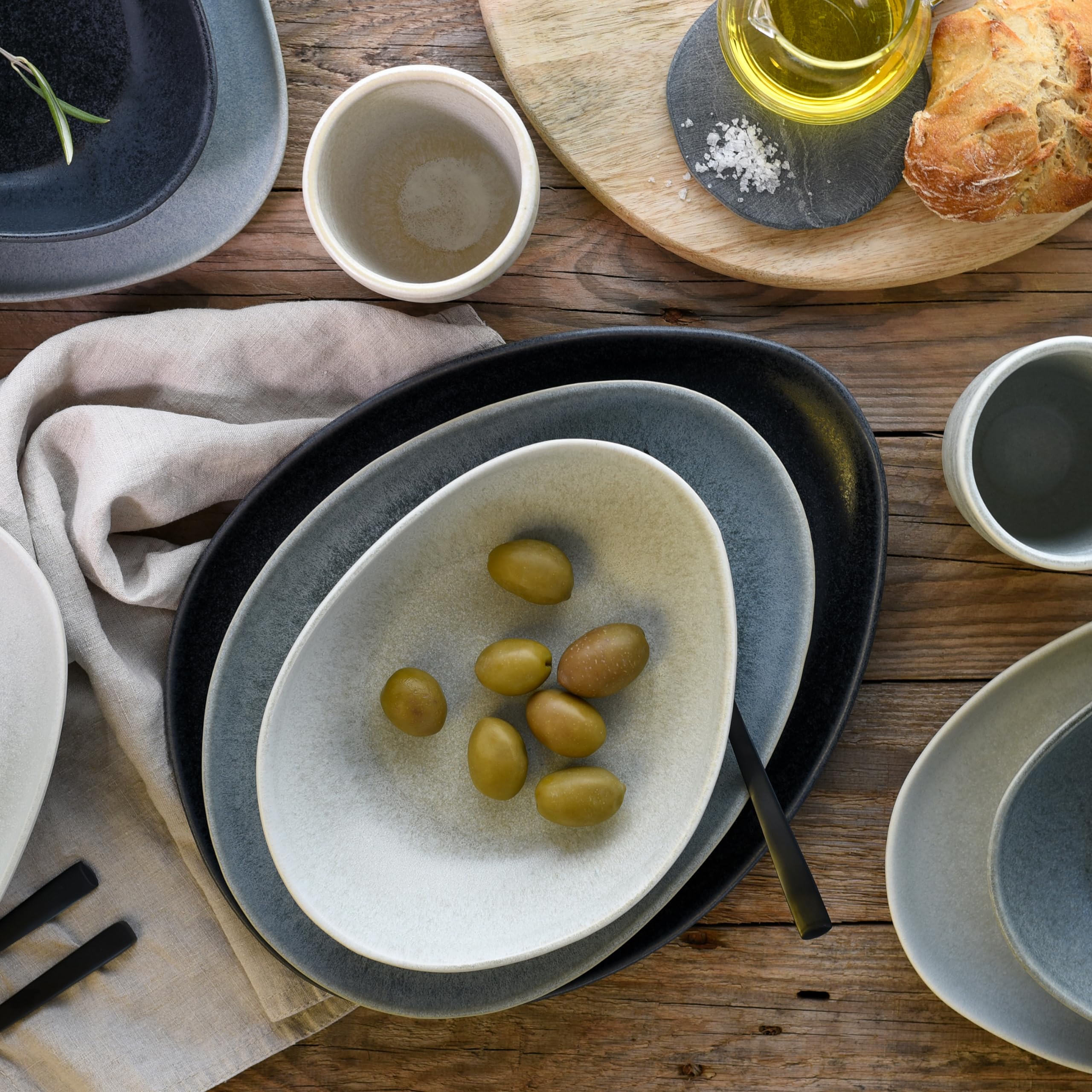 CreaTable, 22139, series PIETRA, disheset, plate set 4 pieces