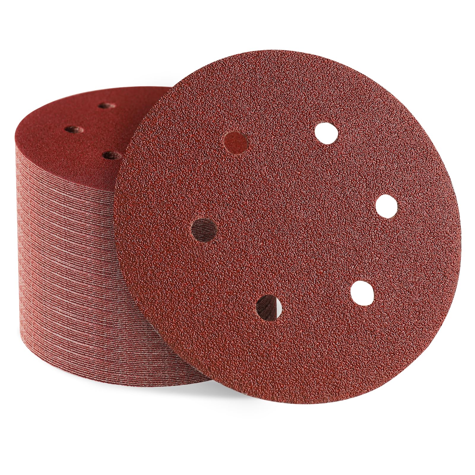 100 Pièces Disque Poncage 150mm, 6 Trous Disque Abrasif Grain P60 P80 P120 P240 P320 pour Poncer Polir Dérouiller pour Ponceuse Excentrique