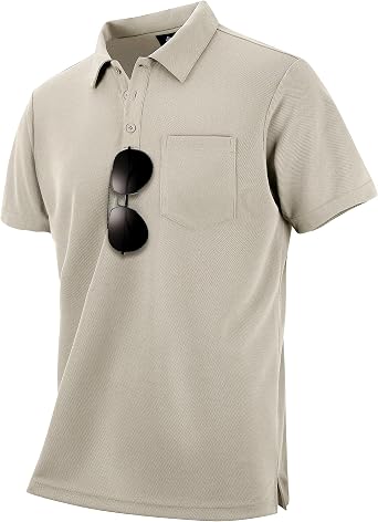 LLdress Mens Polo Golf Shirt Short Sleeve T-Shirts Pique Collared Shirts with Pocket