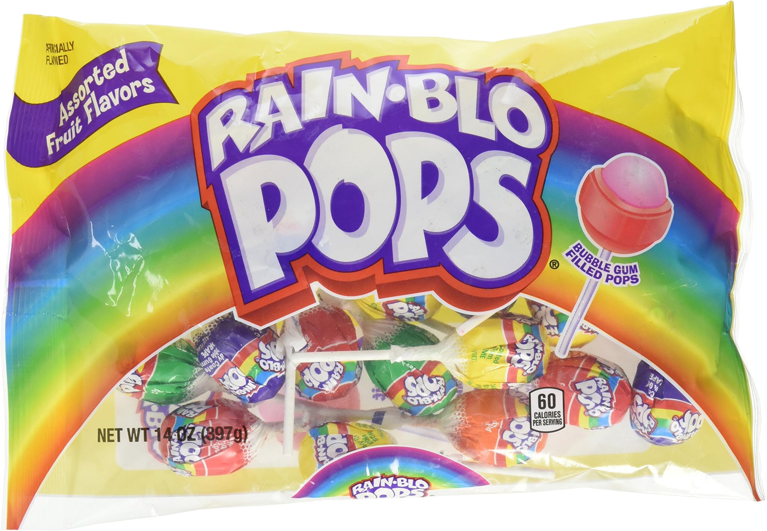Rain-Blo Bubble Gum Filled Lollipops, 14 Ounce