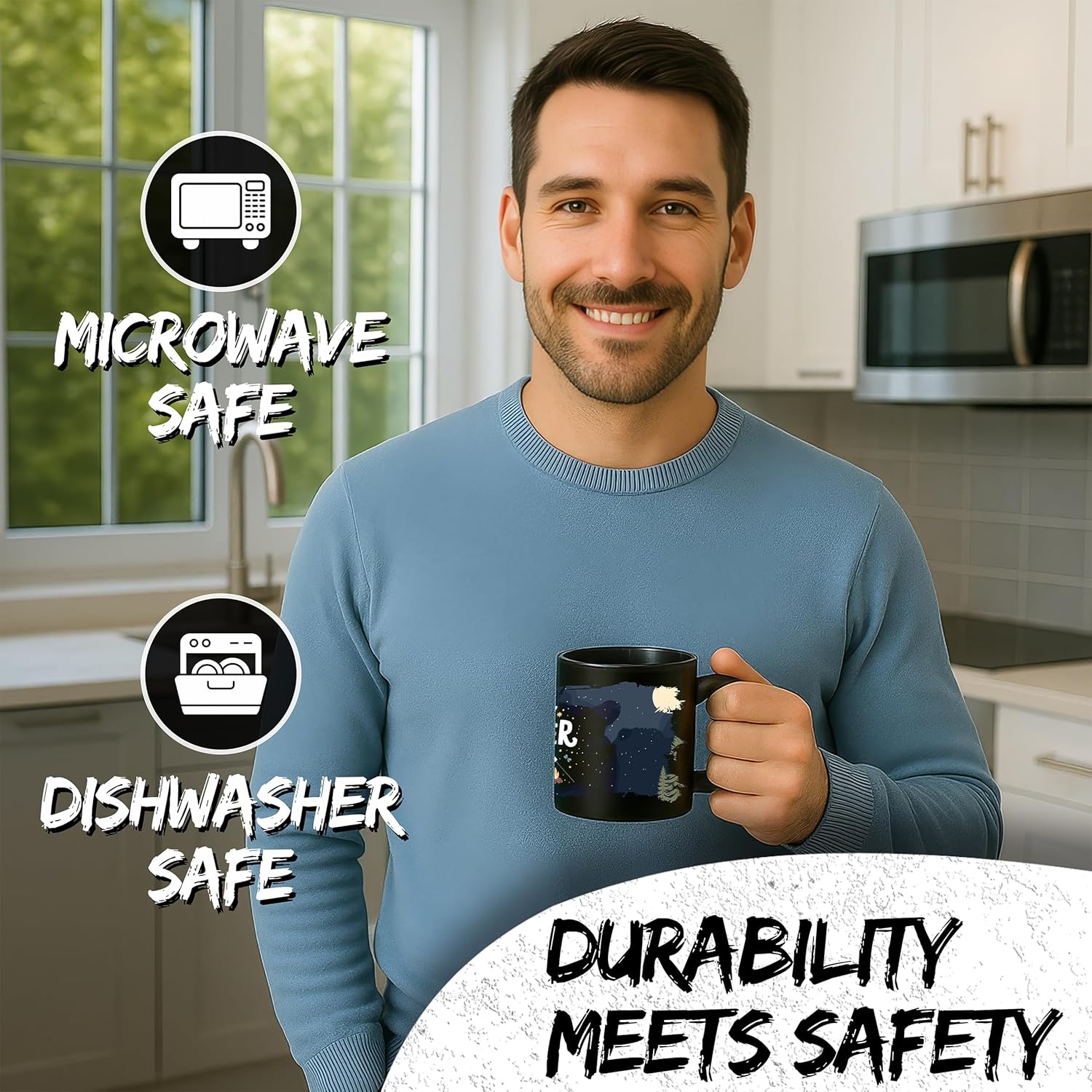 Happy Camper Ceramic Coffee Mug 11oz Outdoor Adventure Camping - Tea Coffee Mug with Comfortable Grip - Unique Fun Gift Cup for Office or Home - Vibrant Long-Lasting Print ID45211 - Image 4