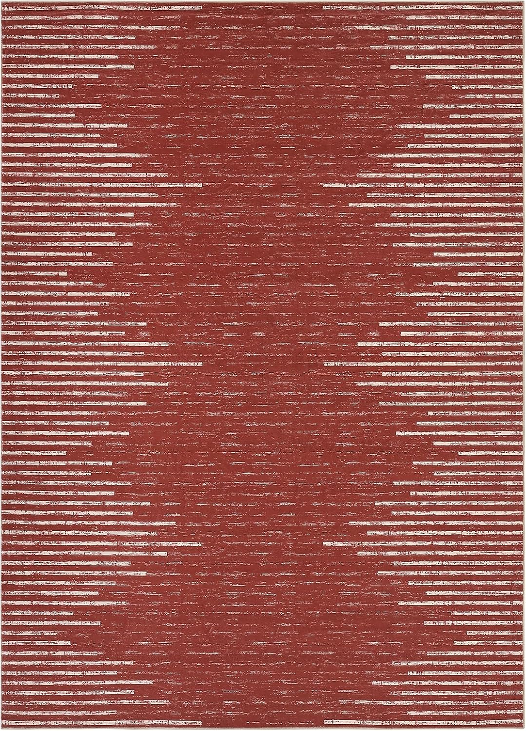 Christmas Area Rug 8x10 Washable Rug Modern Stripe Indoor Xmas Farmhouse Rugs Low Pile Non Slip Throw Carpet Christmas Decorative Minimalistic Foldable Thin Mat for Living Room Bedroom Red