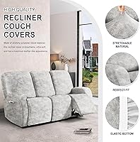 Vista 60 de Fundas para sillas reclinables con aspecto de cuero, funda elástica de 4 piezas, funda suave para silla reclinable, protector de muebles lavable