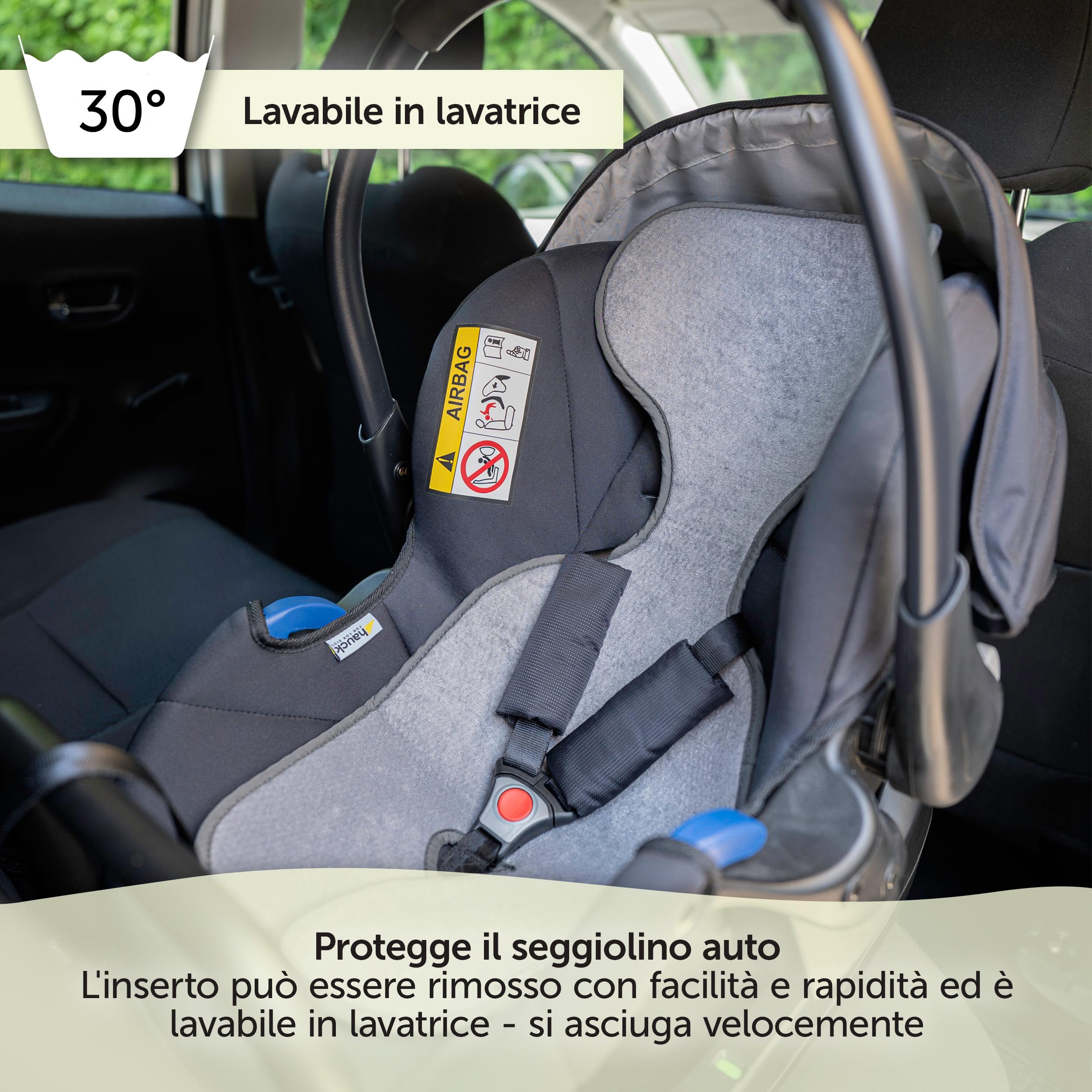 Zamboo Copriseggiolino Auto Bambini Universale per Ovetto Auto Gruppo 0+ - Protezione Seggiolino Auto Bambini Traspirante e Antisudore - Grigio