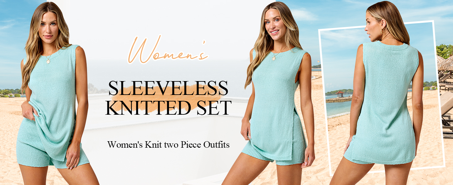 Womens Piece Outfits Summer ANRABESS Women's Knit Shorts Set