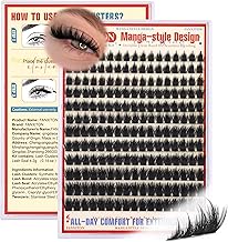 FANXITON Anime Lash Clusters 8-14mm Manga Lashes Extension Wispy Cluster Eyelash Extensions DIY Soft Eyelash Clusters 204Pcs Lash Clusters DIY at Home