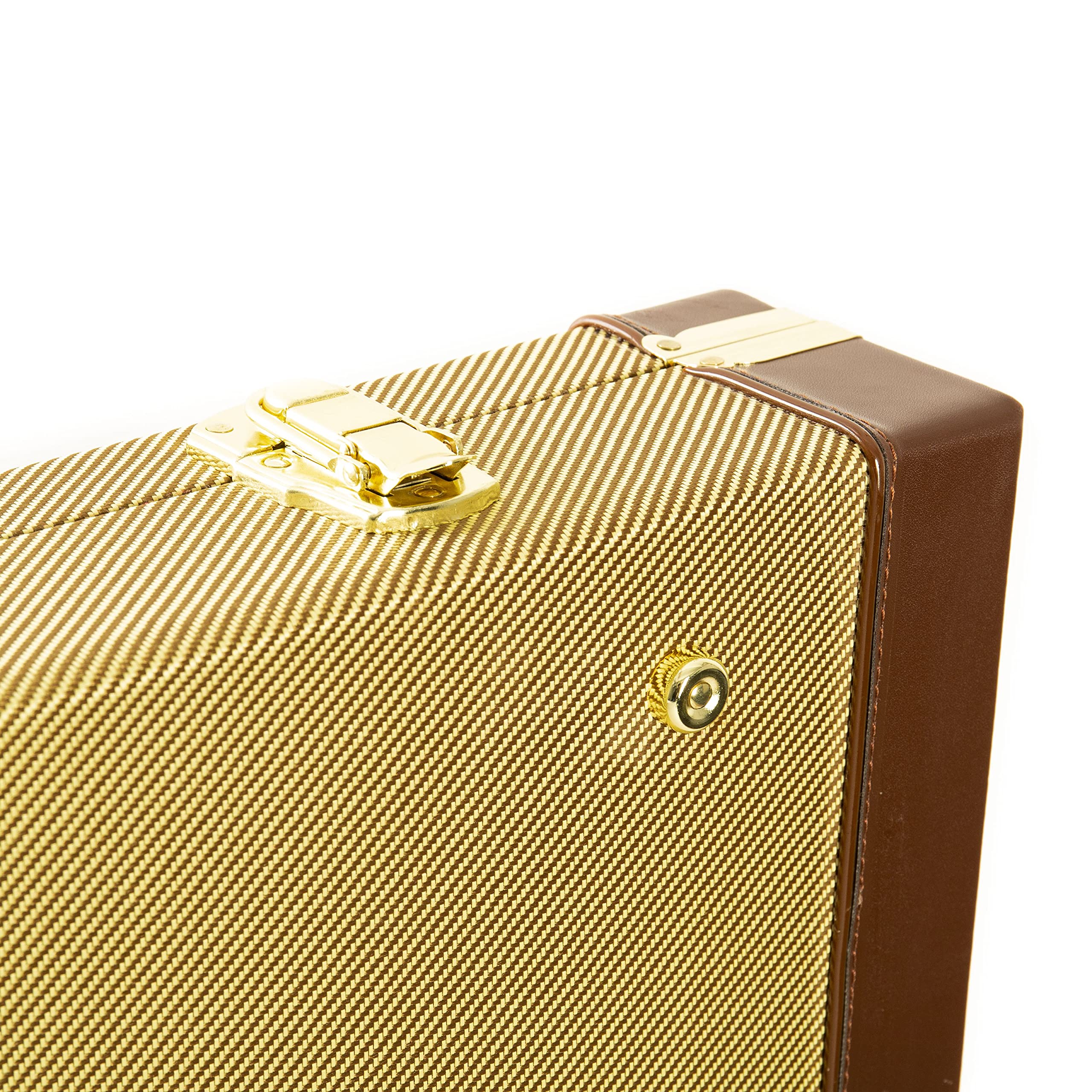 Fame Tweed Case Electric Bass, Robuster Formkoffer mit Tweed-Überzug, Holzkern, Plüsch-Innenfutter, Zubehörfach
