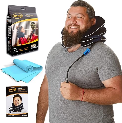 Miniatura 10 de Dr Fix Cervical Neck Traction Device for Instant Neck Pain Relief at Home Elastic Band (Dark Blue, 12-17)