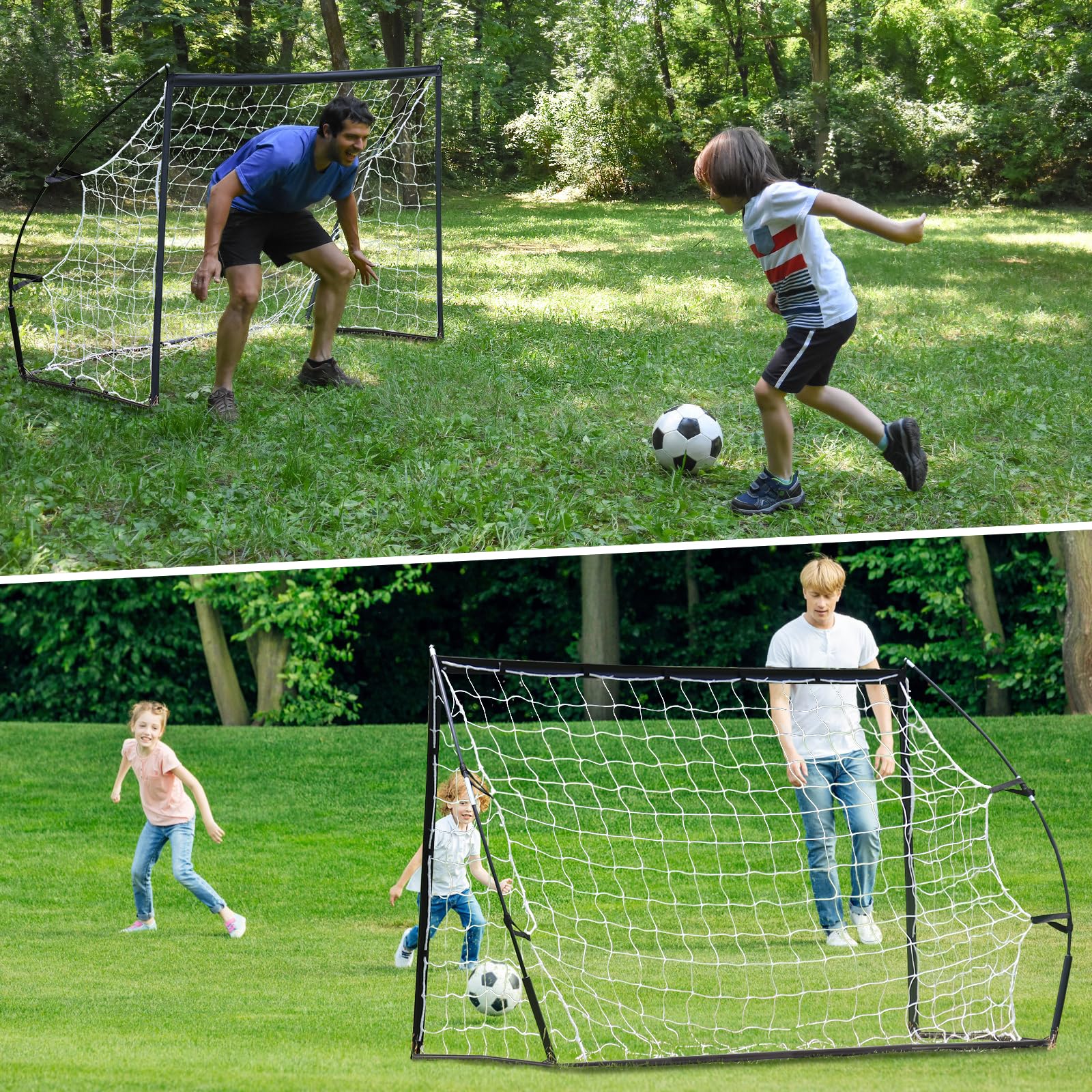 BaseGoal Porta da Calcio Grande Portatile con Scala di Agilità-Impermeabile | Porte Calcio per Giardino Pieghevole Include Borsa, Asta in Fibra di Vetro, Rete da Calcios per Allenamento Giovanile