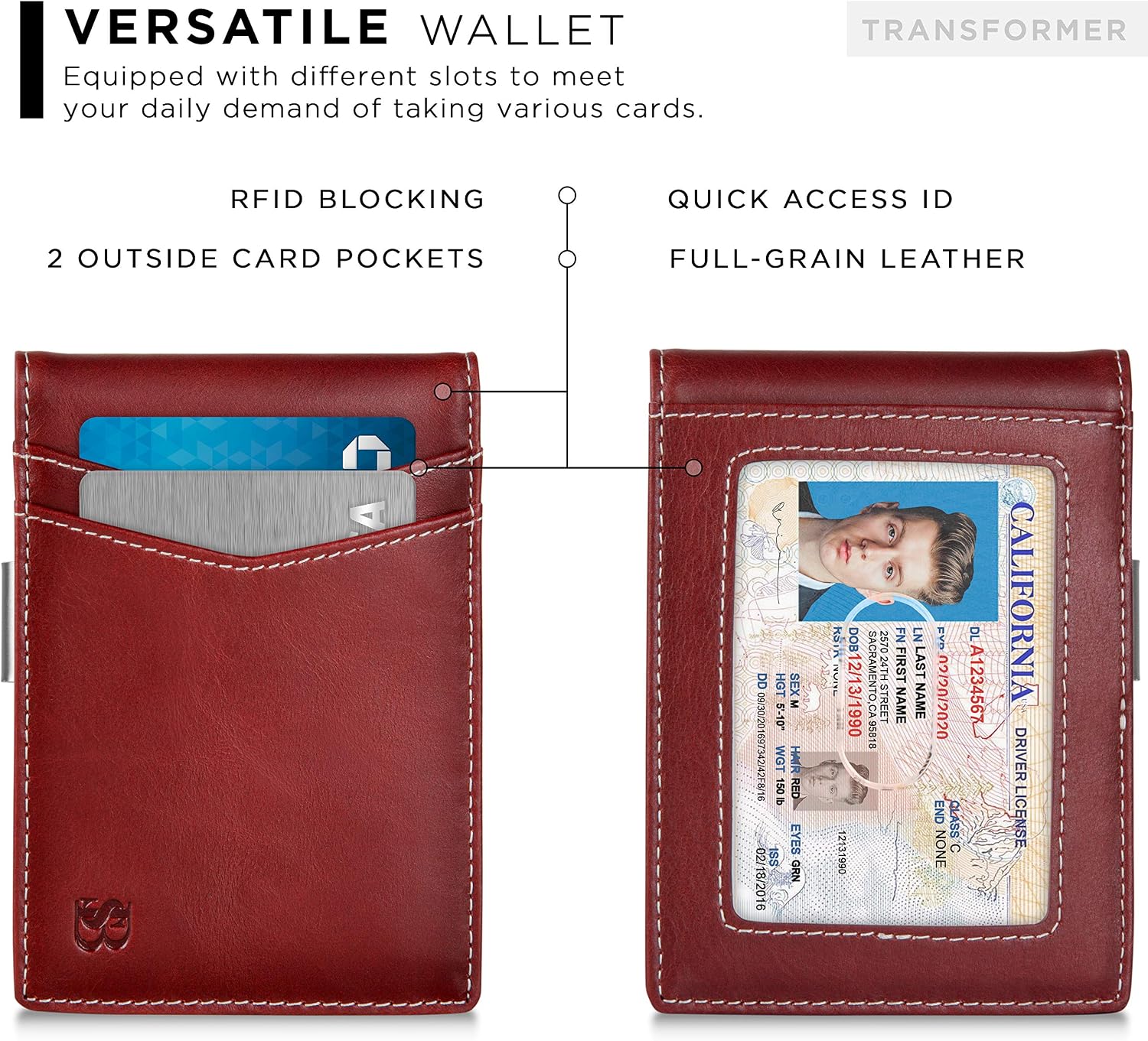 SERMAN BRANDS Money Clip Wallet - Mens Wallets slim Front Pocket RFID Blocking Card Holder Minimalist Mini Bifold image 4