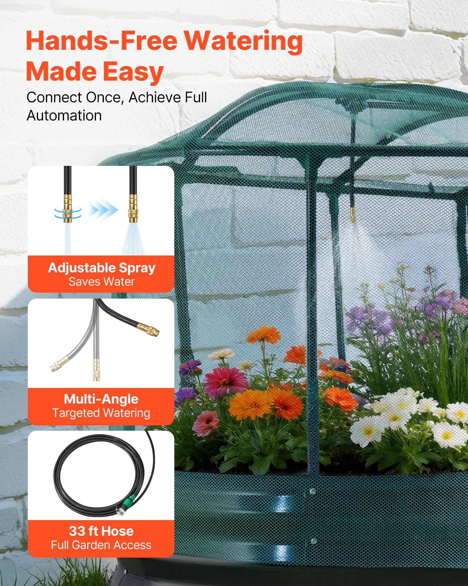 VEVOR Metalowe łóżko podniesione do roślin 180 x 90 x 30 cm, podniesione łóżko ogrodowe do ogrodu grządkowego uprawy warzyw kwiatów, warzyw roślin, otwartego dna, systemu nawadniania, owalny kształt