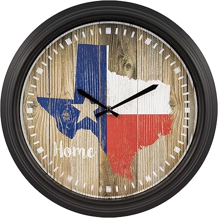 La Crosse Technology La Crosse 404-3840TX 15.75” Indoor/Outdoor Quartz Wall Clock-Texas, Black