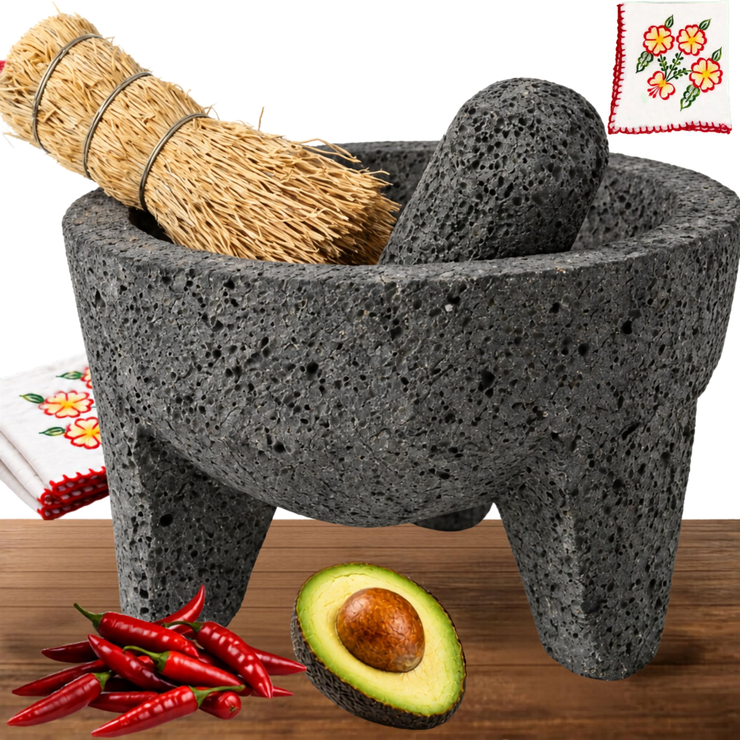 Amazon.co.jp: 8インチ Molcajete Mexicano メキシコの本物の溶岩製