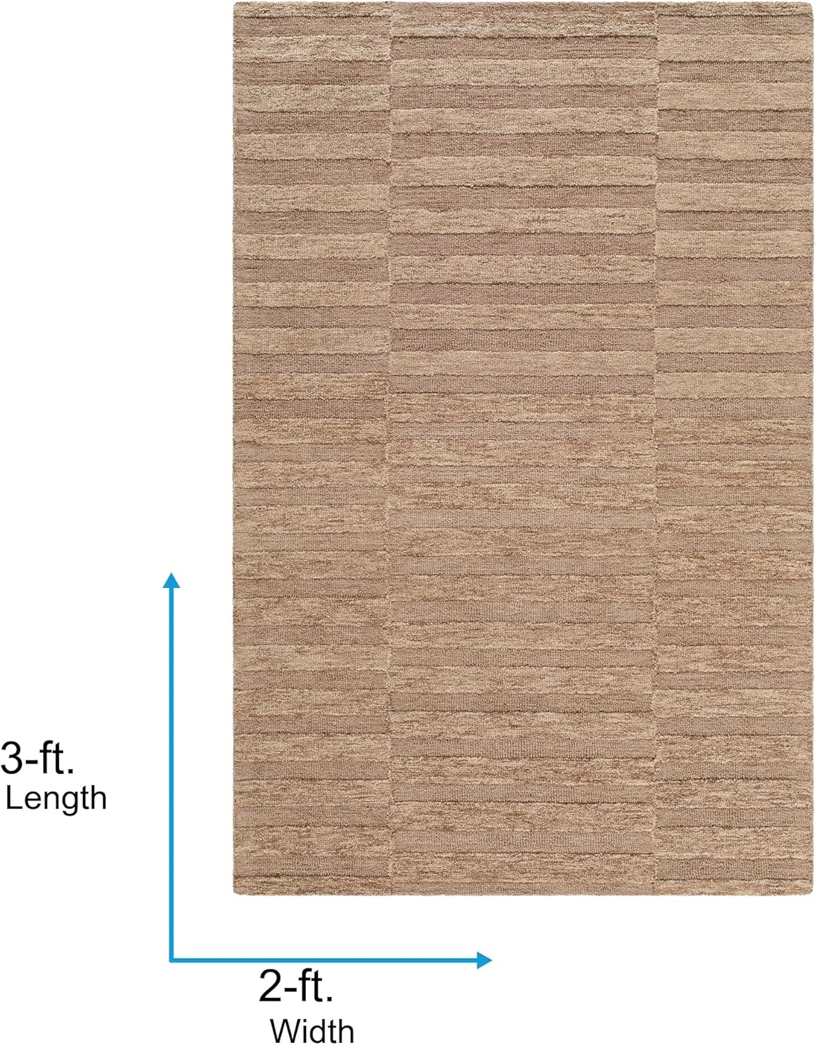 Livabliss x Our PNW Home Area Rugs - 2x3 Idaho Modern Brown Rug for Living Room Bedroom - 100% Wool Hand Tufted Beige Sandstorm Carpet for Home Office, Kitchen and Dining Room (2' x 3')