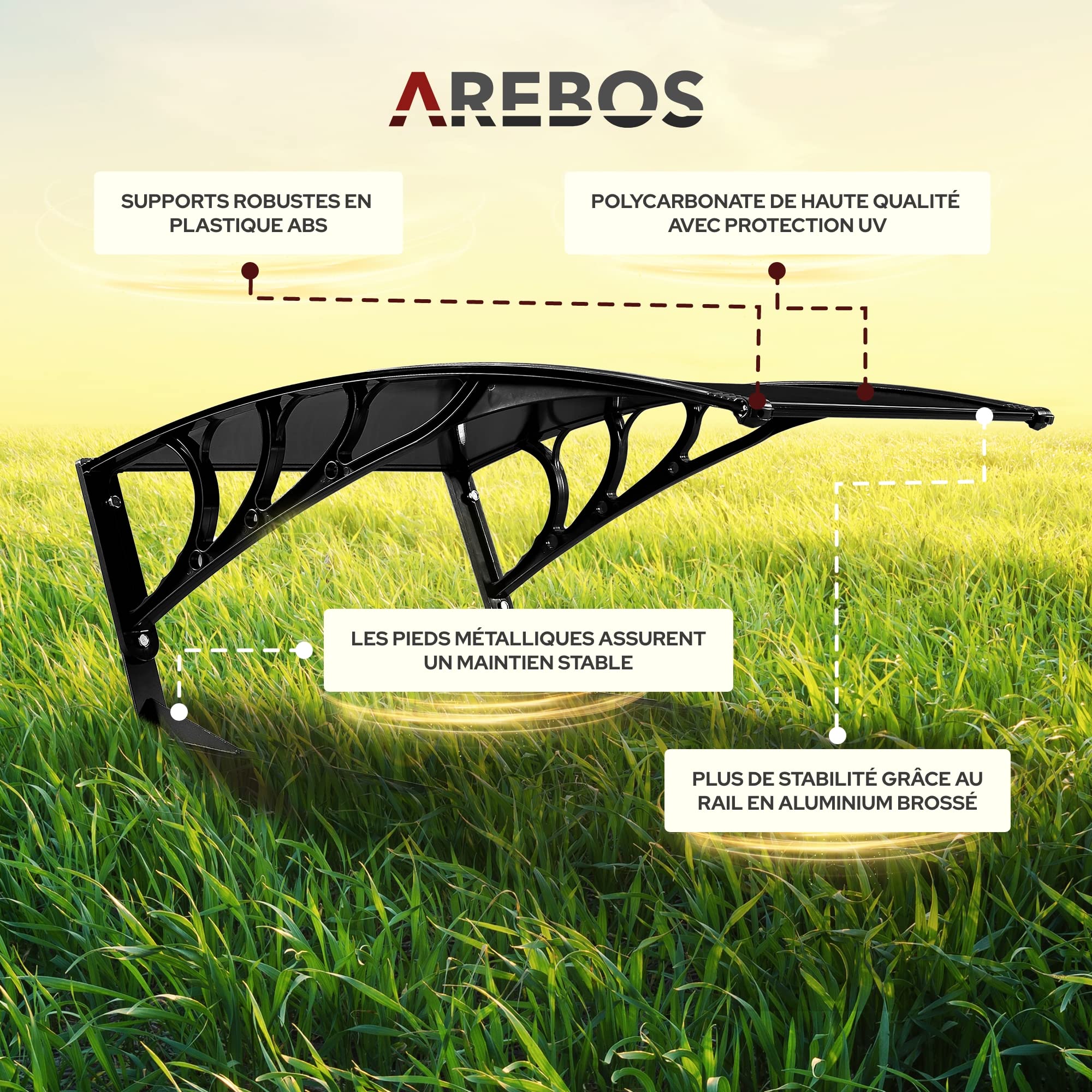 Arebos Garage de Tondeuse Robot | Abri pour Robot | Taille 102 x 79 x 46 cm | Résistant aux intempéries + Protection UV | avec Pieds en métal | matériel de Montage Inclus