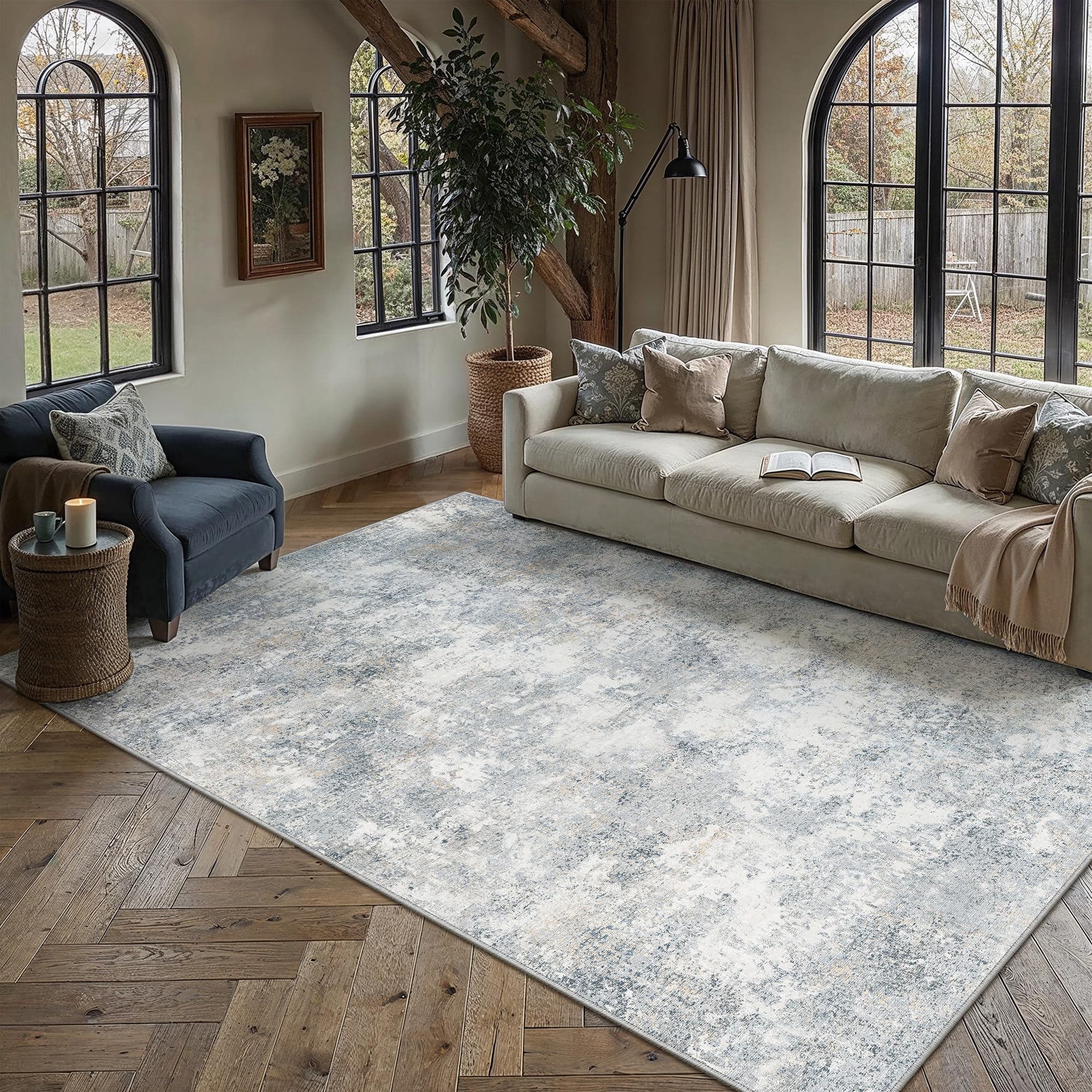 PureCozy Blue Gray Area Rug 6x9 Modern Abstract — image 1