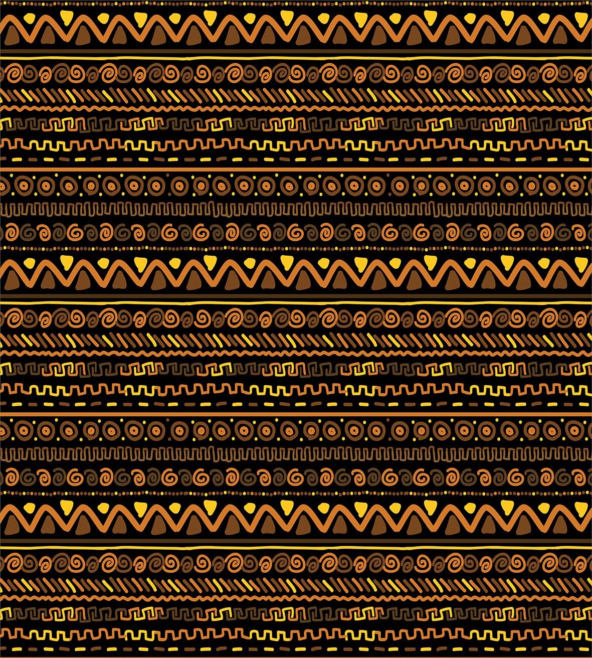 Ambesonne African Duvet Cover Set, Chevron Zigzag Circles and Spirals Timeless Vintage Art Design Oriental Doodle, Decorative 2 Piece Bedding Set with 1 Pillow Sham, Twin Size, Brown Yellow Twin Brown Yellow