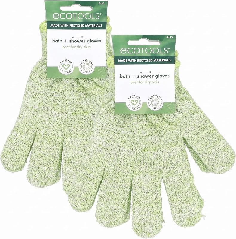Luvas de Banho EcoTools de Tela Reciclada Verde, Par com 2 Unidades