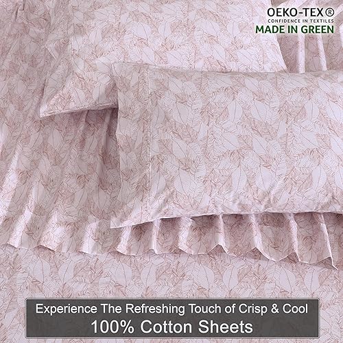 Miniatura 4 de ZOYER Juego de sábanas de 100 % algodón percal refrescantes y crujientes, con bolsillos profundos de 16 pulgadas, ligeras y transpirables,