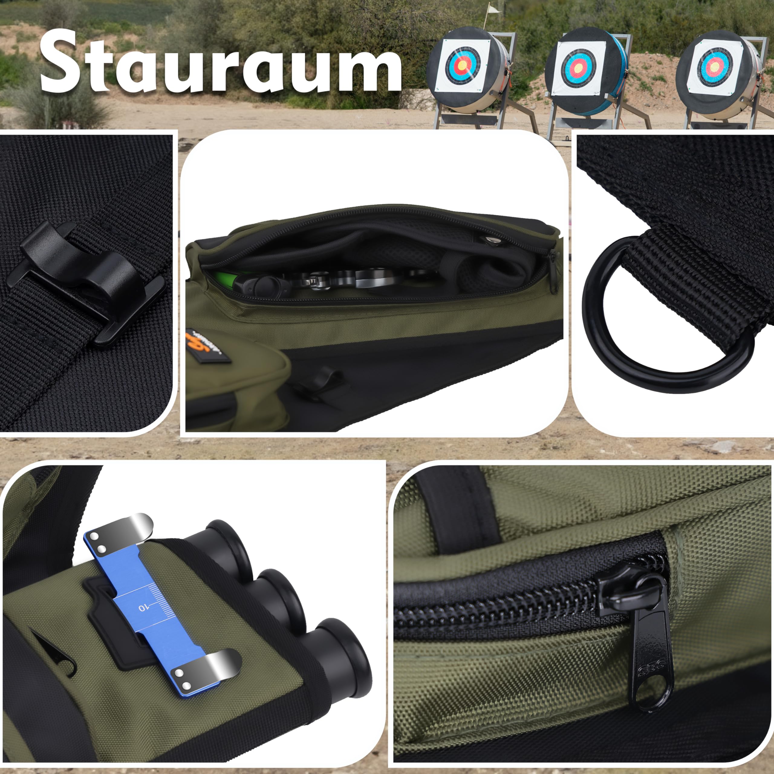 Sunya Bogenschießen Köcher für Pfeile. Pfeilköcher seitenköcher bogenköcher. Inklusive Taschen für Zubehör für das Bogenschießen und Nylon Gürtel.