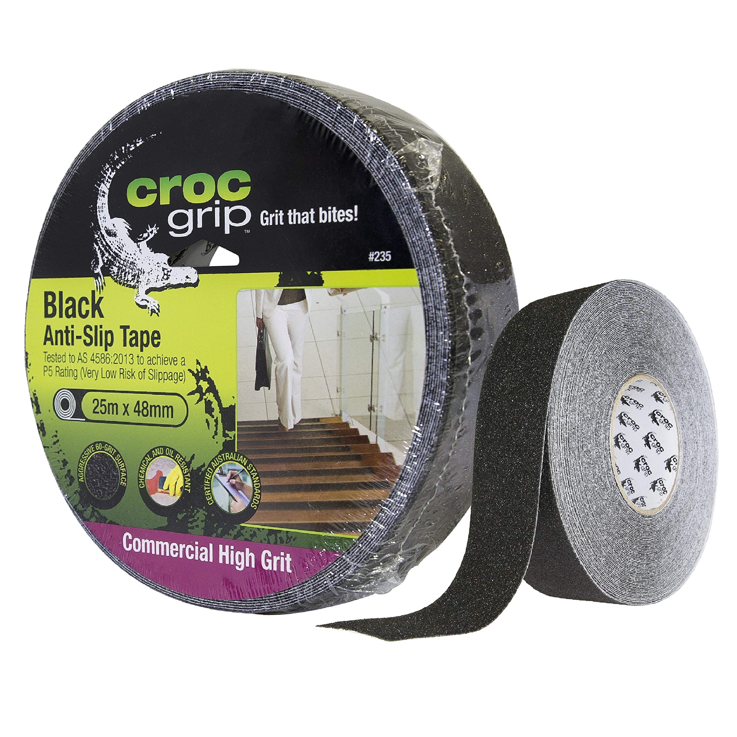 Croc Grip Black Commercial High Grit Anti-Slip Tape - 48Mm X 25M