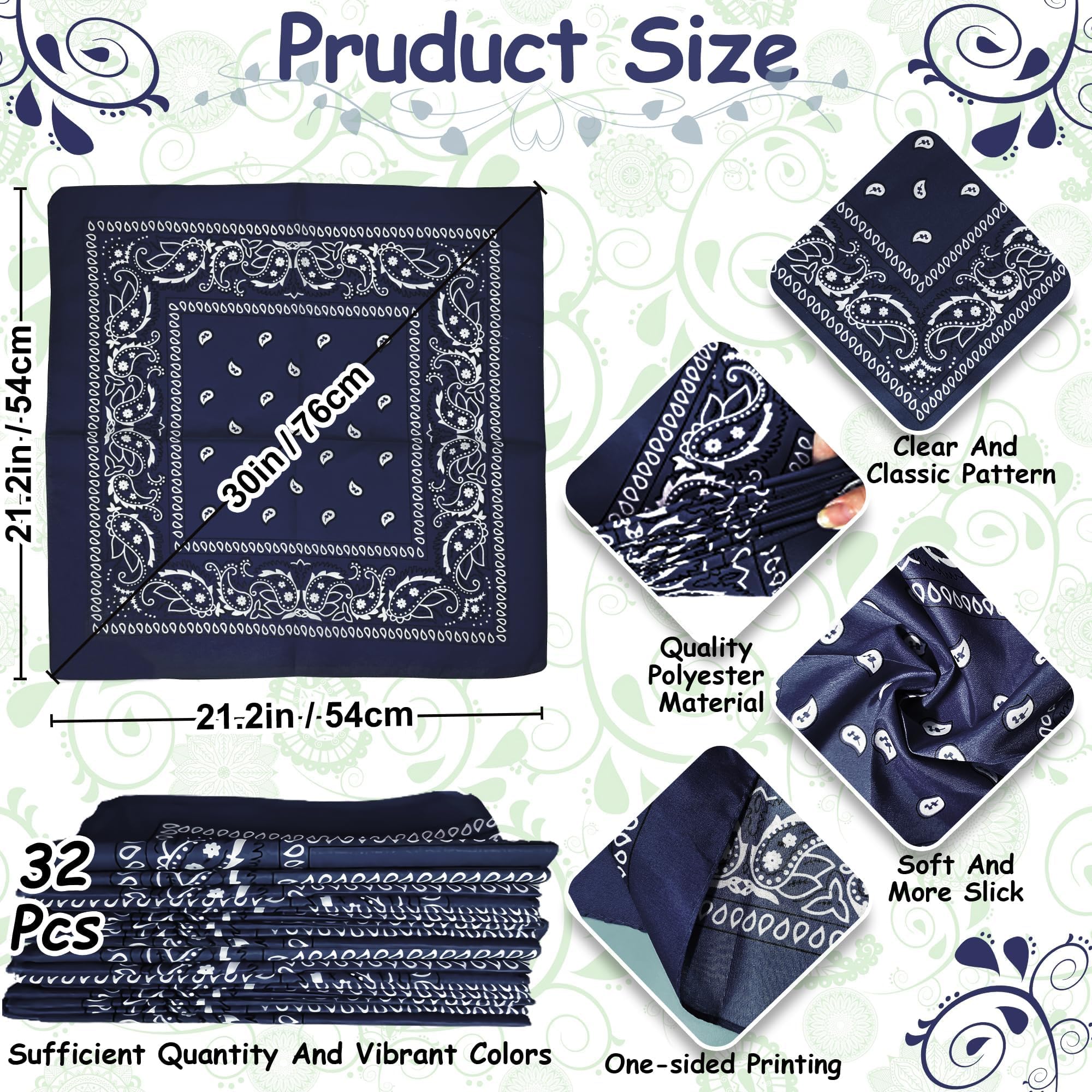 ILHSTY 32 pz donne uomini paisley bandane bulk unisex cowboy bandane testa sciarpa cravatta copertura viso neon forniture per feste