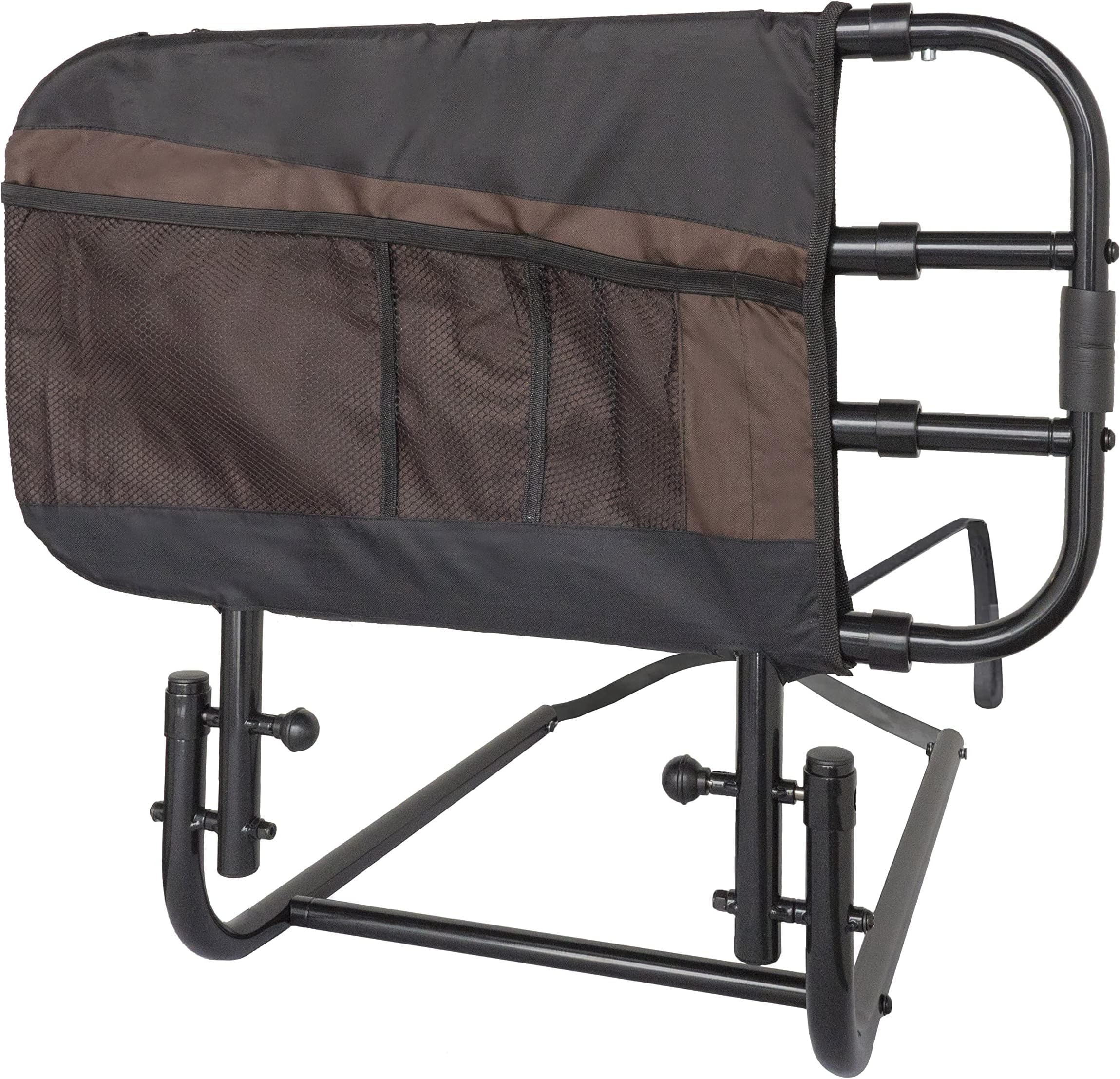 Stander EZ Adjust Bed Rail, Adjustable Senior Bedrail and Safety Assist Railing for Elderly Adults with Organizer Pouch, ASTM Safety Approved Guard-Rail, Black