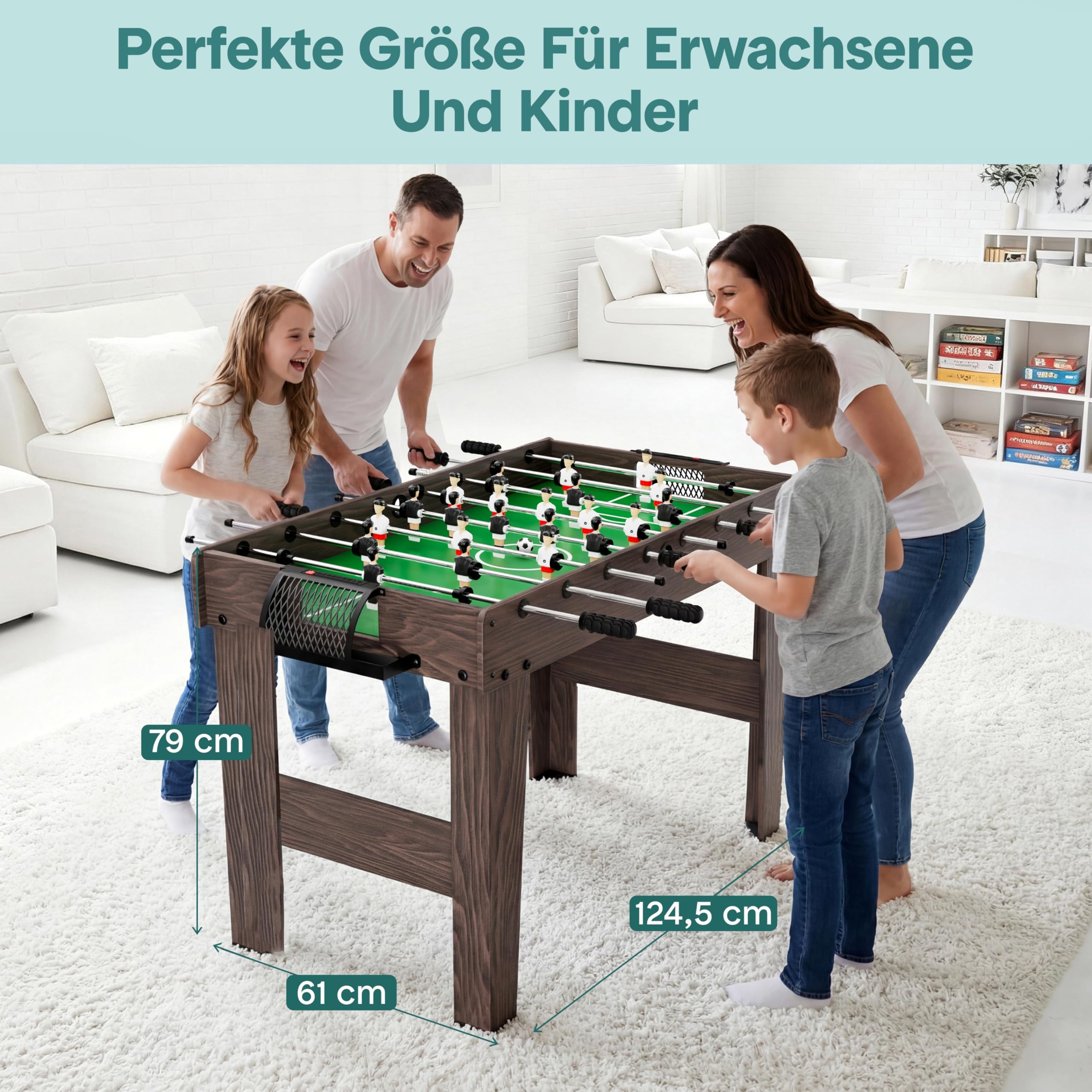 SereneLife Tischkicker Klappbar 110 cm – Kickertisch für Kinder & Erwachsene Stabiler MDF Tischfußball mit Stahlstangen & 4 Bällen