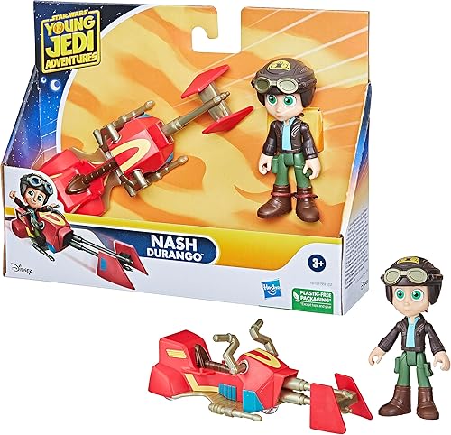 Miniatura 4 de Star Wars Figura de Young Jedi Adventures Nash Durango y bicicleta Speeder, figuras de acción y vehículos a escala de 4 pulgadas, juguetes, juguetes