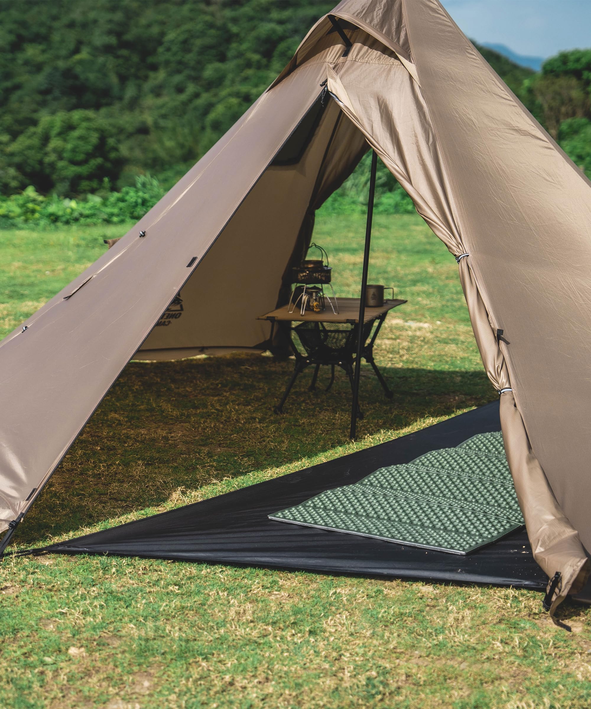 OneTigris Smokey Hut ultralekki namiot dla 2 osób, 4 pory roku, namiot tipi outdoorowy wodoszczelny 3000 mm, ciepły namiot z otworem na komin i spódnicą śnieżną, na kemping, wędrówki, do wędrówek z