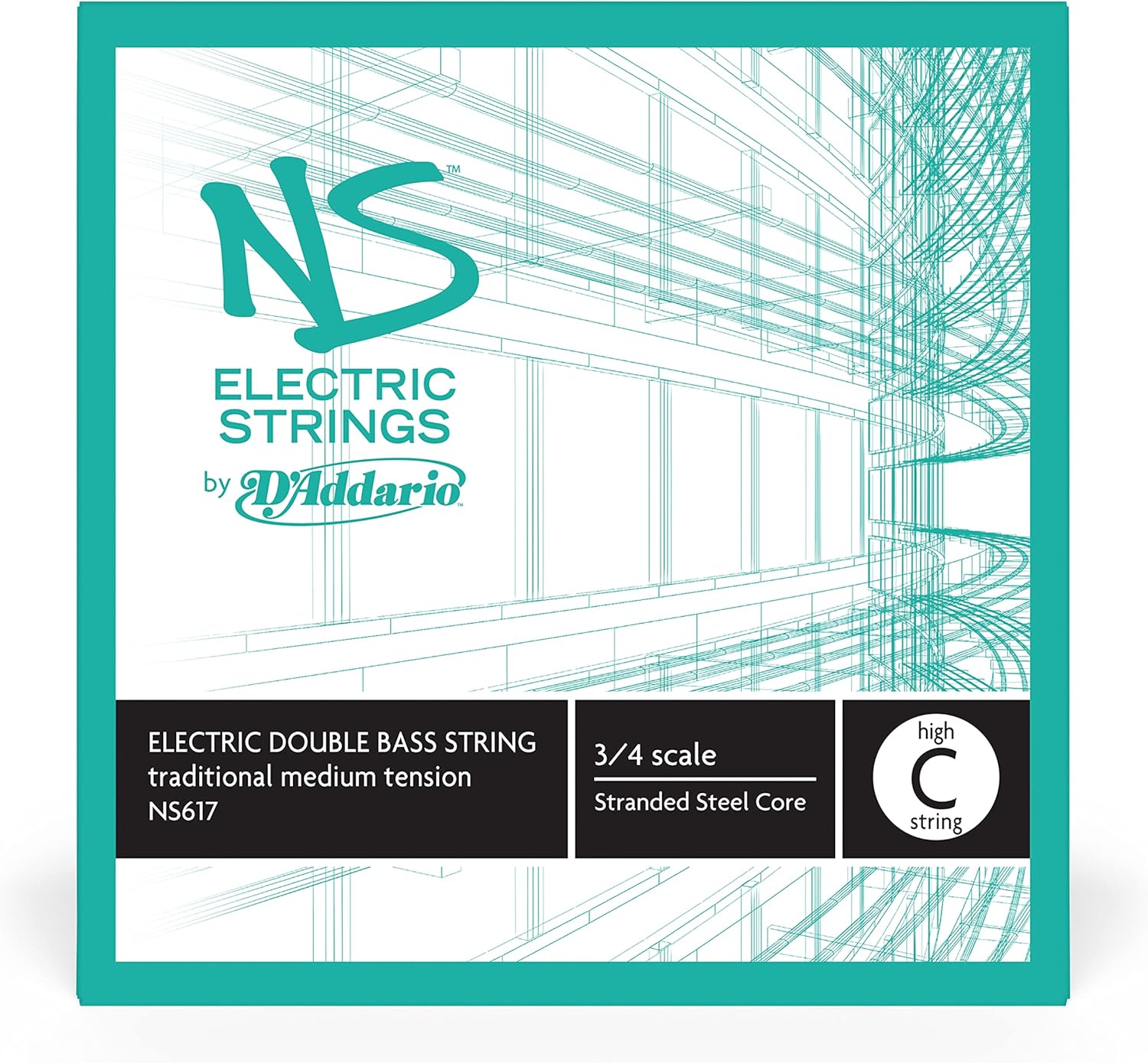 D'Addario NS Electric Traditional Bass Single High C String, 3/4 Scale, Medium Tension