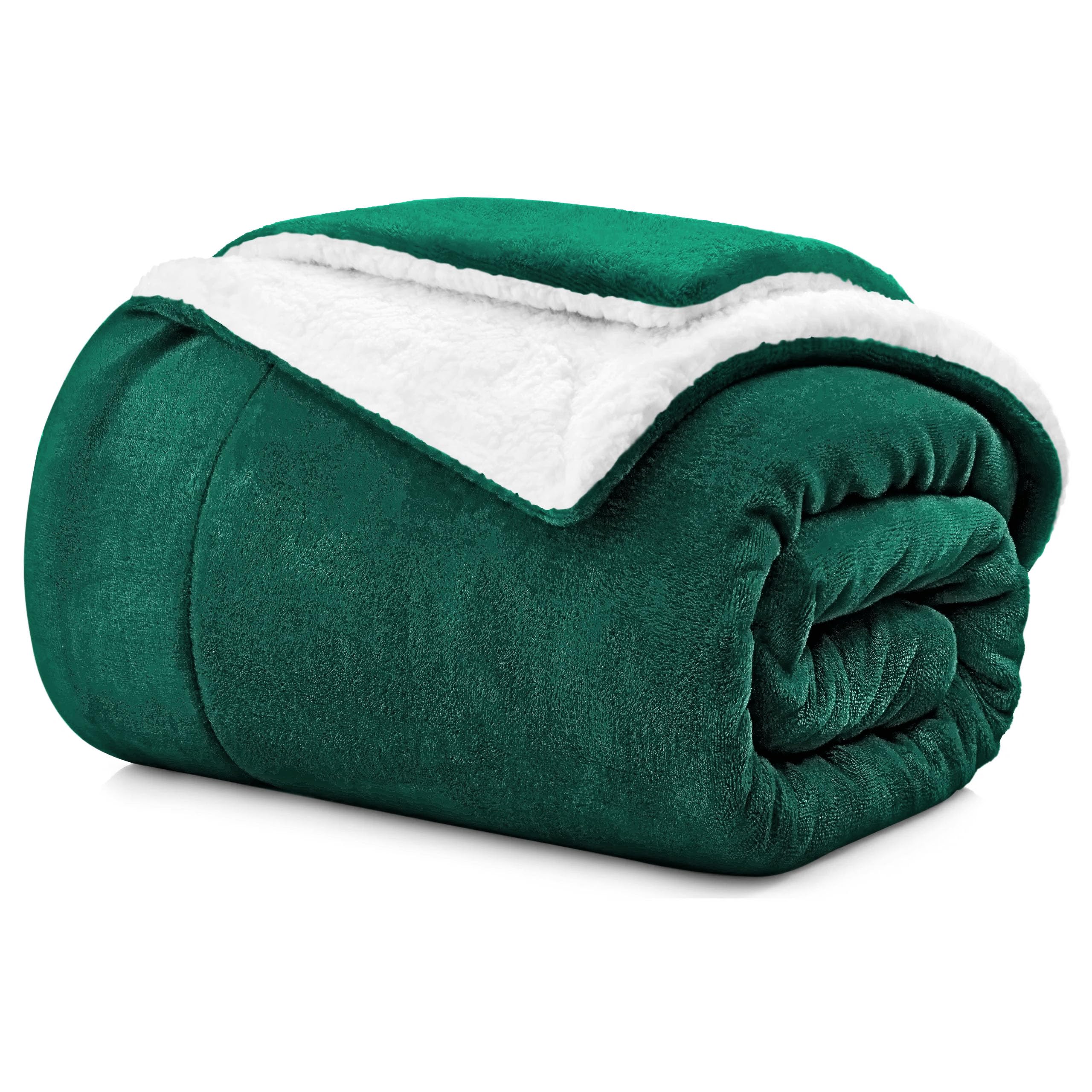 Aspire Homeware Sherpa Fleece Throw Blanket Fluffy Thick Blanket for Beds Single Size Reversible Microfibre Sofa Throws (Emerald, (130 x 150 cm)) — image 1