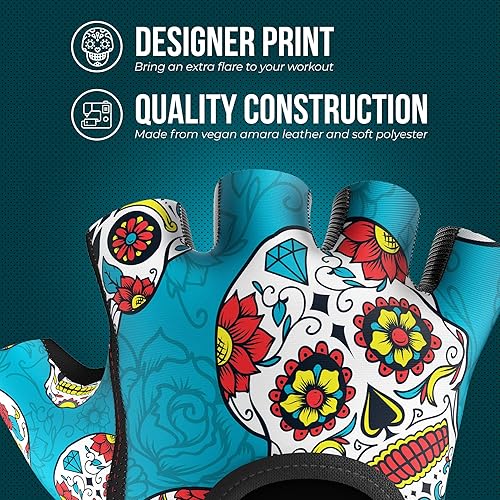 Miniatura 4 de Contraband Pink Label 5237 Guantes de levantamiento de pesas con calavera, para mujer, Serie Design (1 par), Verde, XS