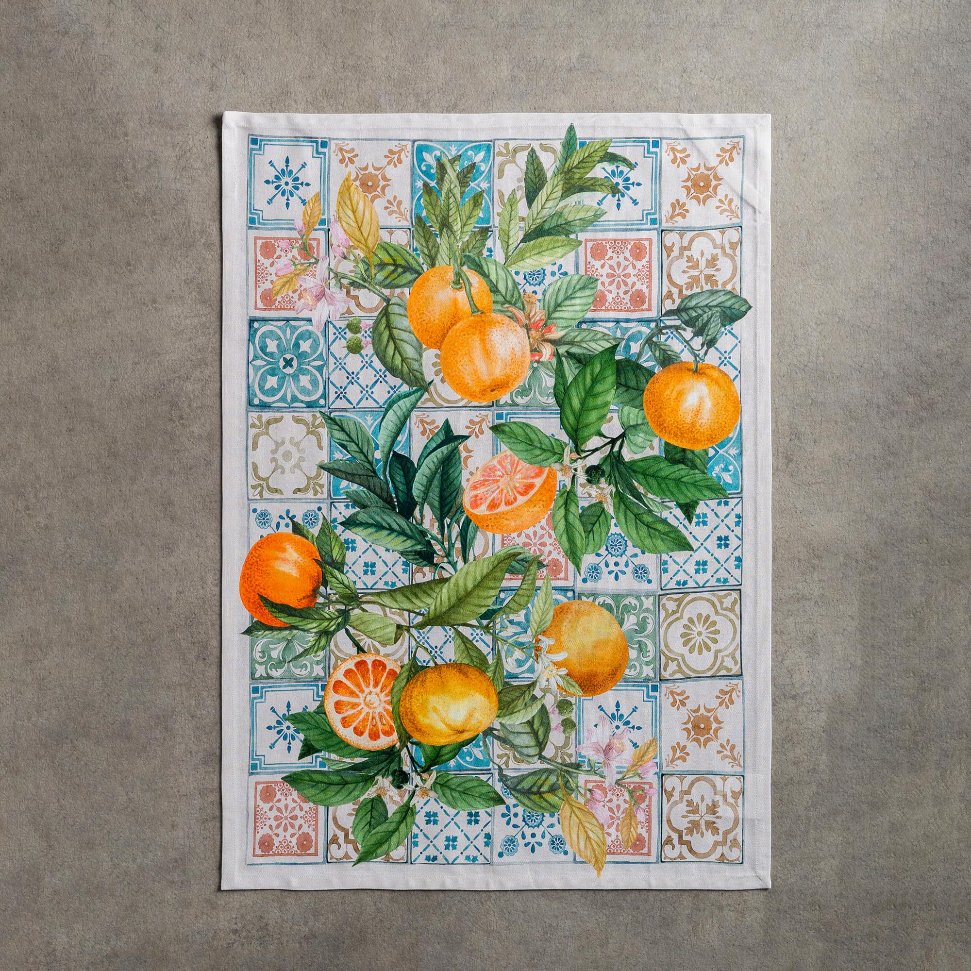 Maison d' Hermine Küchenhandtuch, 100% Baumwolle Set von 3, 50 cm x 70 cm Küchenhandtücher Tischgeschirrtücher zum Muttertagsgeschenke, Reinigen, Buffetpartys und Hochzeiten, Agrume – Frühling/Sommer