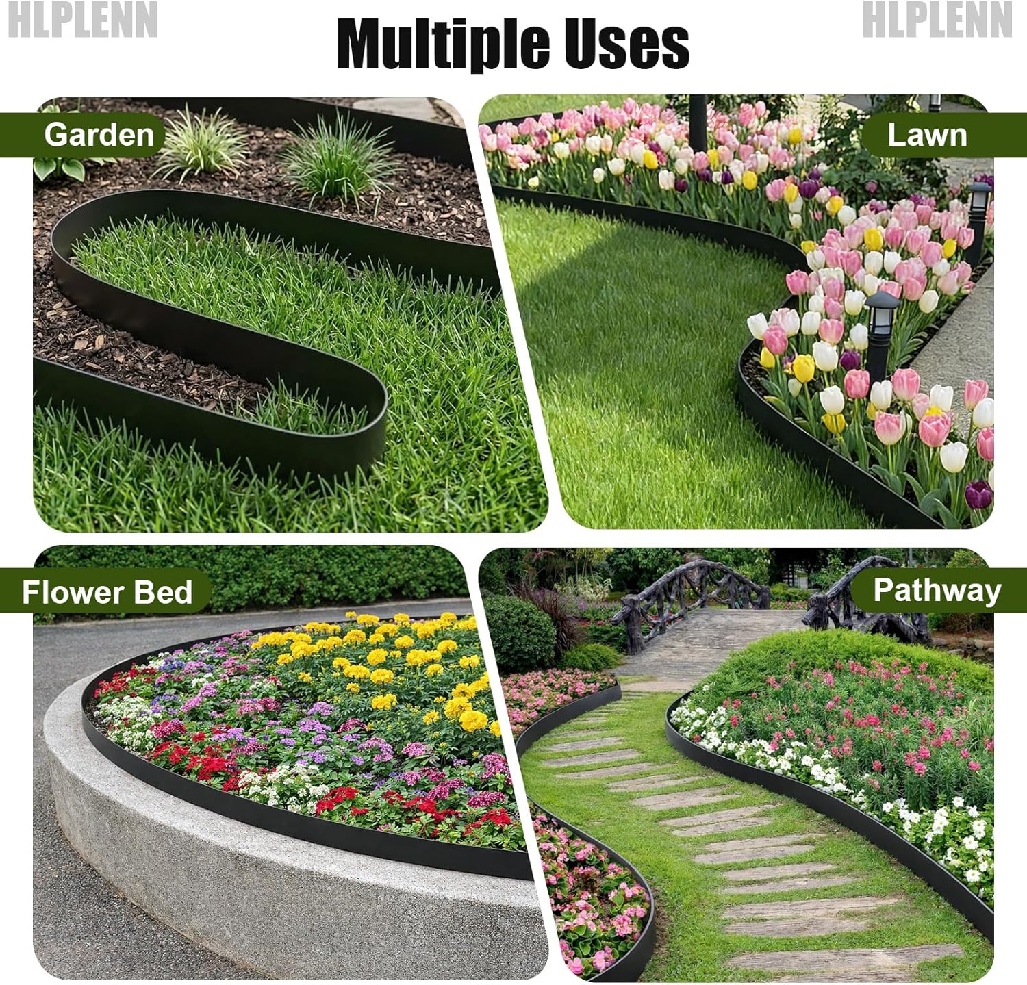 40FT-12pcs Galvanized Steel Landscape Edging, 40" x 8" Metal Garden Border, Hammer-in Lawn Edging for Landscaping, Lawn Edge for Garden, Yard & Pathway
