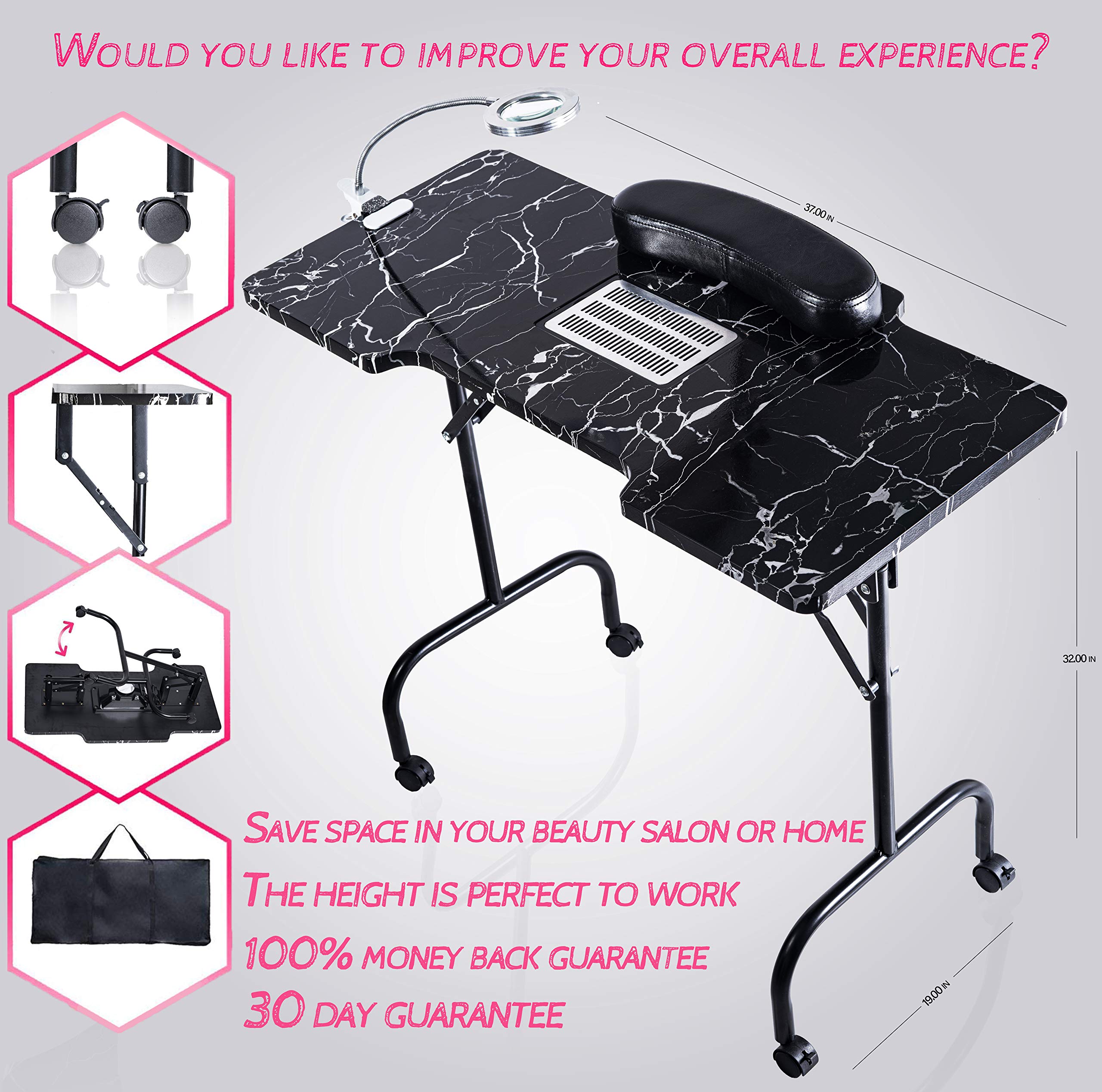 Portable Nail Table for Technician with Folding Function. Manicures