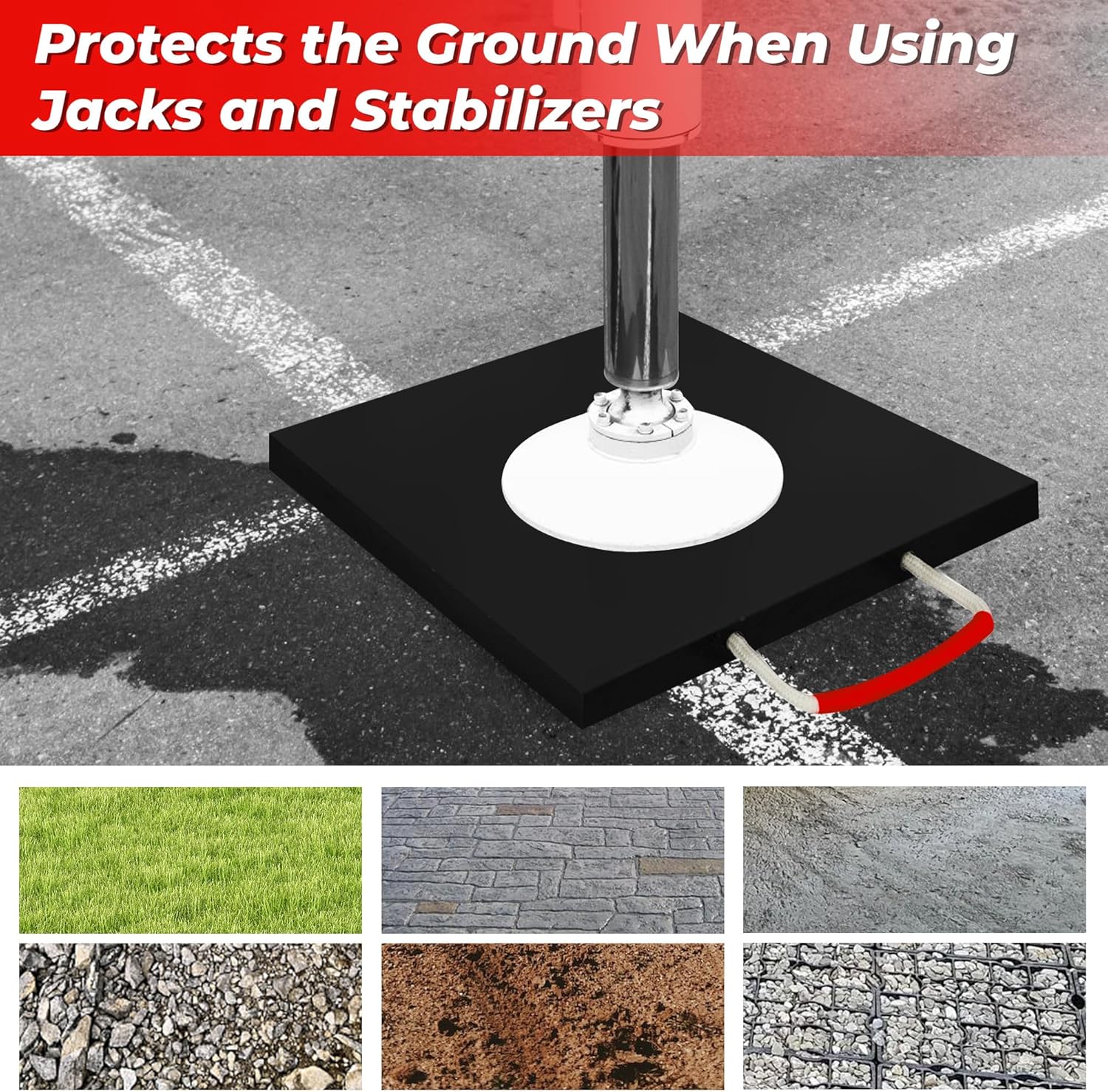 4 Pack RV Outrigger Pads, 12" x 12" x 1" Non-Slip Rv Jack Pads Stabilizing Blocks with Handle, Rv Leveling Pads for Crane, Trailer, Wrecker, Tow Truck, Service Truck Trailer