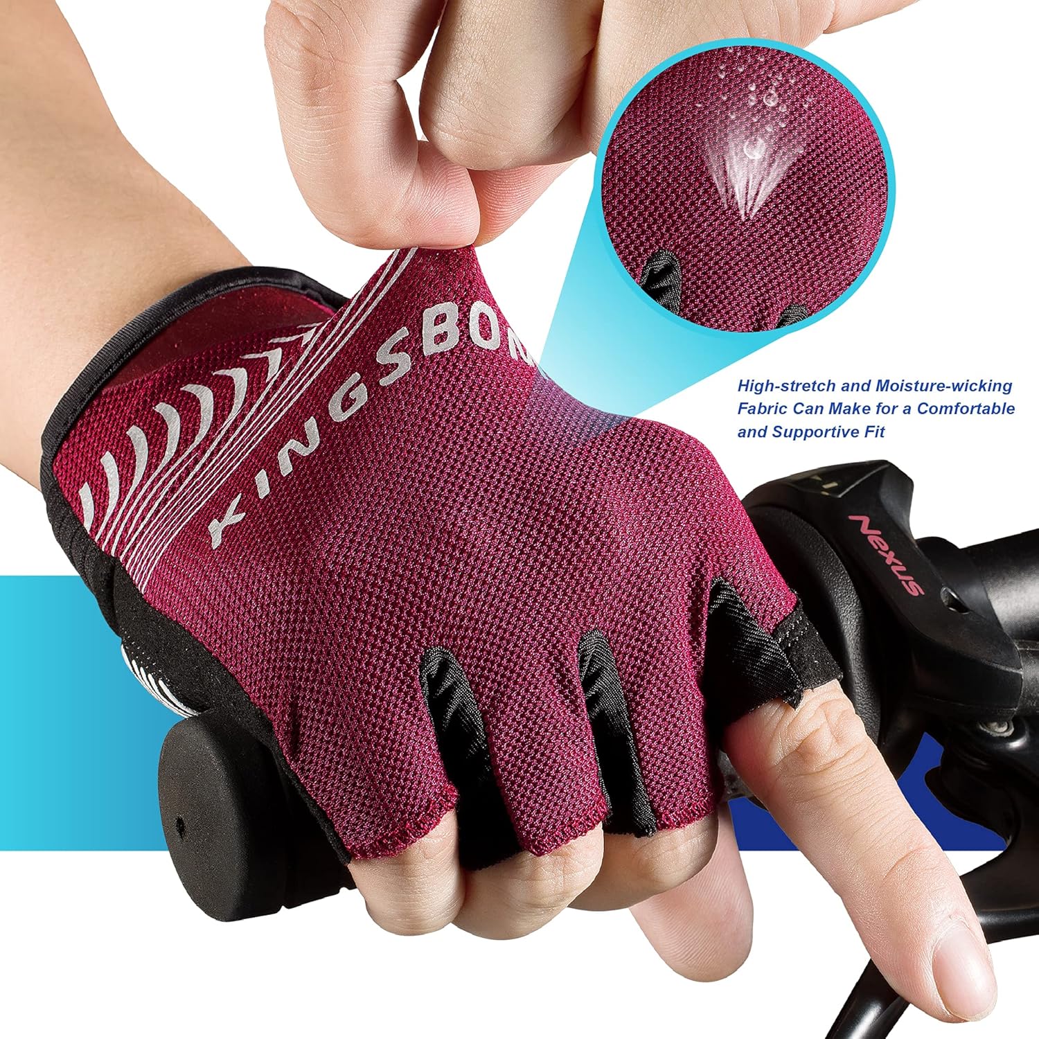 KINGSBOM Breathable Cycling Gloves, Shock-Absorbing Bike Gloves with Light Silicone Gel Pad, Anti-Slip Bicycle Gloves for Men and Women - Image 5