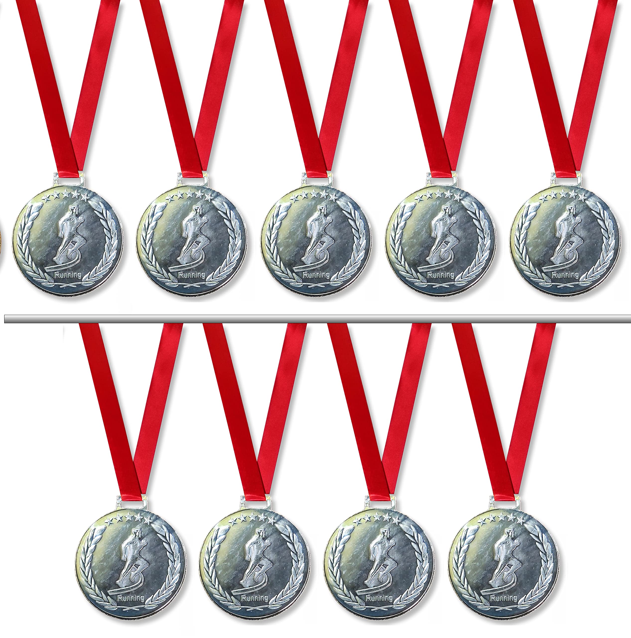 Be Win Running Compitition Medals 2.5" in Dia for Running Race Winners/Running Competition/Running Medal Color Tag/Ribbon (9 Medals with Ribbon, Silver) (B09NW2J8GL) Amazon Price History, Amazon Price Tracker