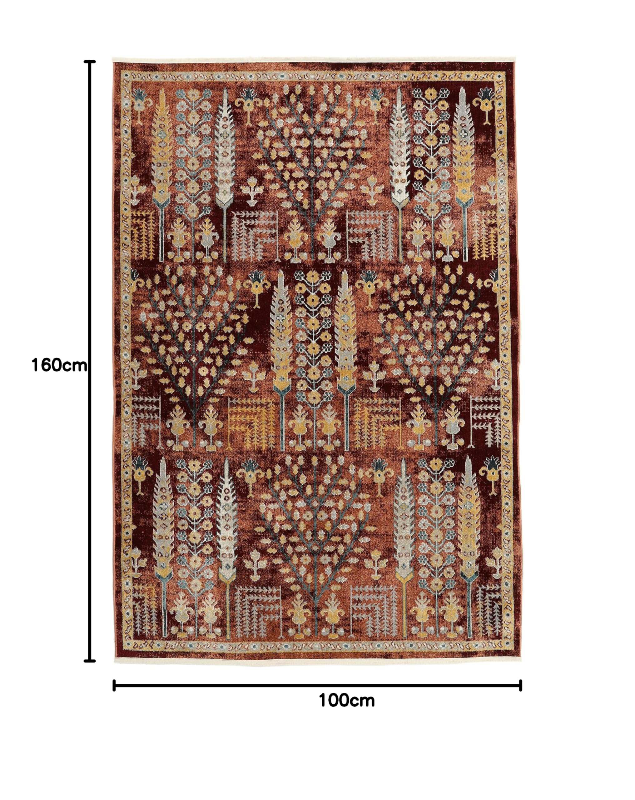 RugVista Razavi, Tappeto, Moderni, 100 x 160 cm, Rettangolare, Pelo corto, Soggiorno, Camera da letto, Cucina, Lavabile in lavatrice, Ruggine