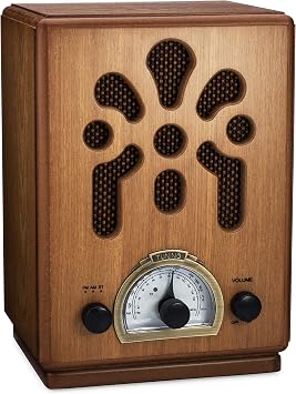 ClearClick Classic Vintage Retro Style AM/FM Radio with Bluetooth - Handmade Wooden Exterior Brown