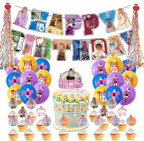 Suministros para fiestas de cumpleaños, decoraciones de fiesta, juego de decoraciones de cumpleaños, 53 globos para cupcakes, decoración de tartas,