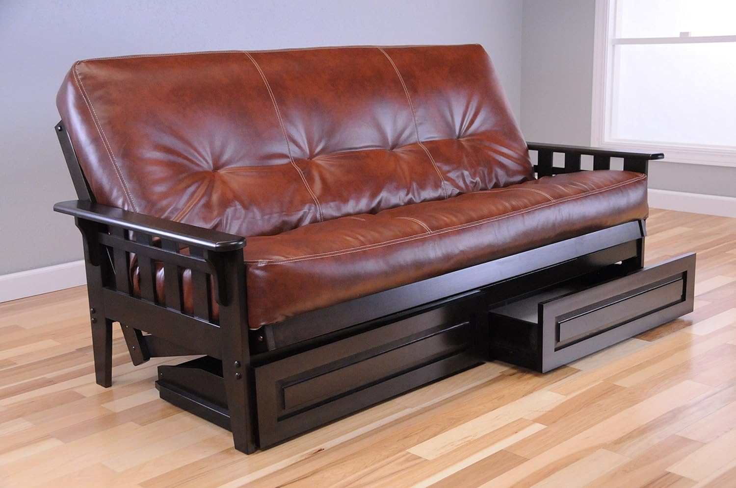 Wooden Futon Storage Drawers Mission Style Espresso Java