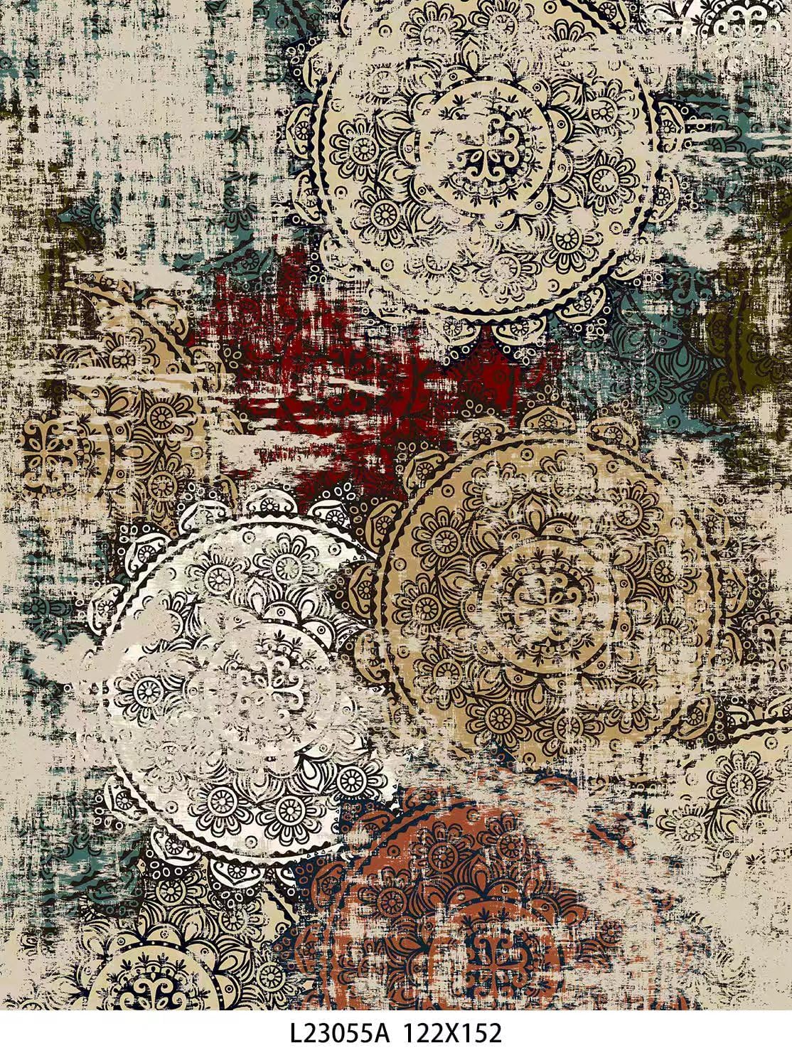 Amazon.com: Washable 4x5 Area Rug Abstract: Non-Slip Rubber Backing ...