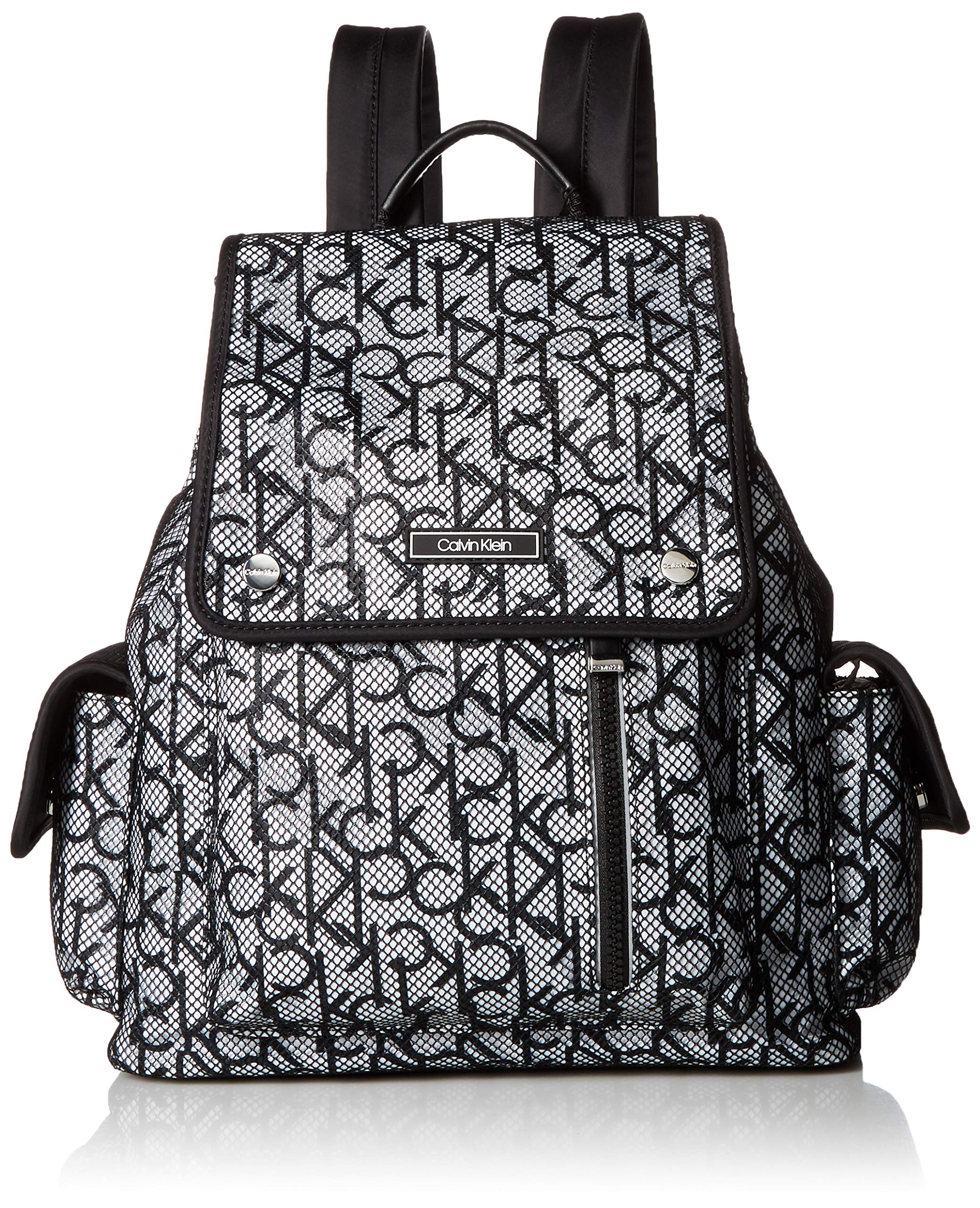 Calvin Klein Tali Nylon Mesh Organizational Flap Backpack 