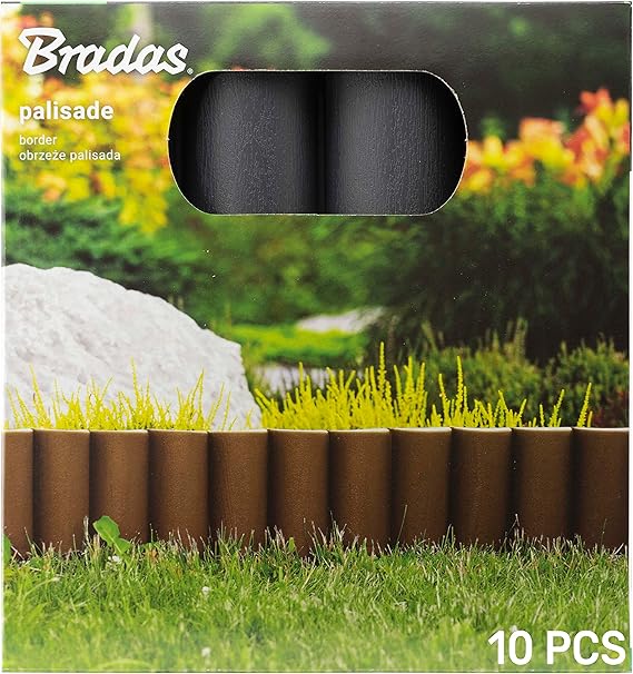 Bradas GRAPHITE GREY Garden LAWN Edging Fencing, Border, Palisade, 2.5m ,Log texture Amazon.co