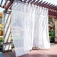 Vista 1 de NICETOWN 2 cortinas traslúcidas blancas para patio al aire libre, impermeables, con bolsillo superior, extra anchas para interiores y exteriores